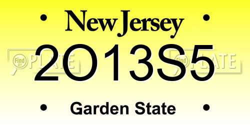 2O13S5 New Jersey License Plate
