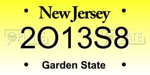 2O13S8 New Jersey License Plate