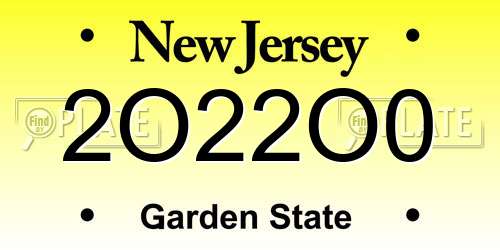 2O22O0 New Jersey License Plate