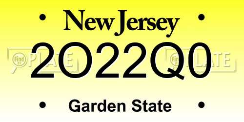 2O22Q0 New Jersey License Plate