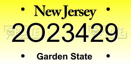2O23429 New Jersey License Plate