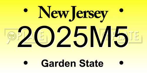 2O25M5 New Jersey License Plate