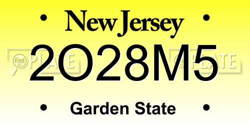2O28M5 New Jersey License Plate