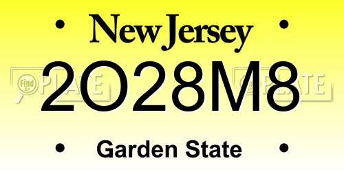 2O28M8 New Jersey License Plate