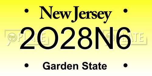 2O28N6 New Jersey License Plate
