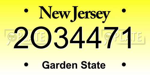 2O34471 New Jersey License Plate