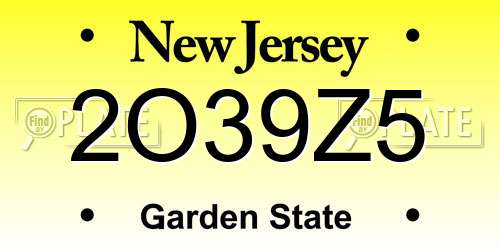 2O39Z5 New Jersey License Plate