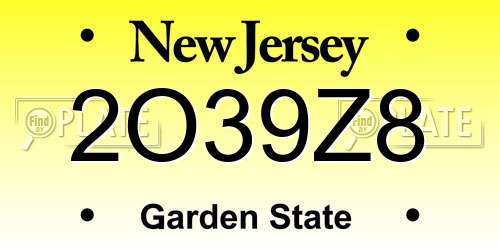 2O39Z8 New Jersey License Plate