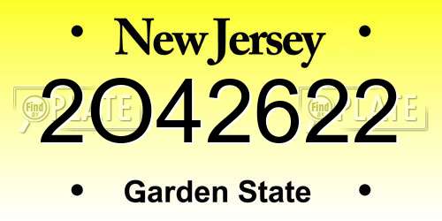 2O42622 New Jersey License Plate