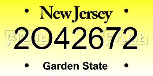 2O42672 New Jersey License Plate