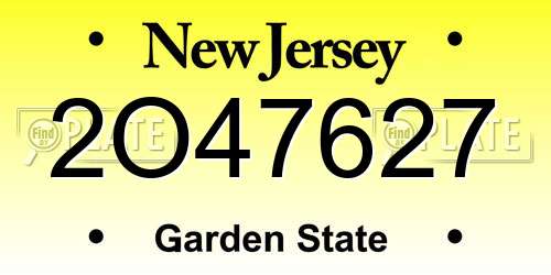 2O47627 New Jersey License Plate