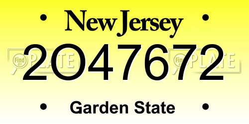 2O47672 New Jersey License Plate