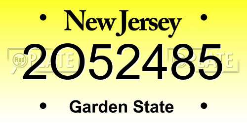 2O52485 New Jersey License Plate