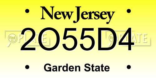 2O55D4 New Jersey License Plate