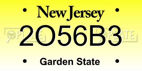 2O56B3 New Jersey License Plate