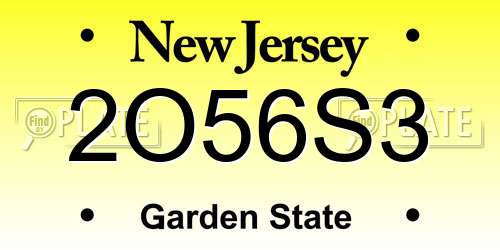2O56S3 New Jersey License Plate
