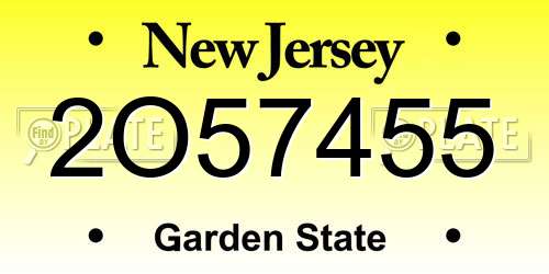 2O57455 New Jersey License Plate