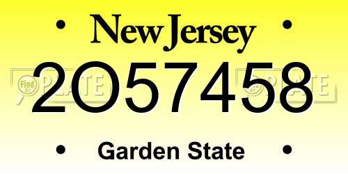 2O57458 New Jersey License Plate