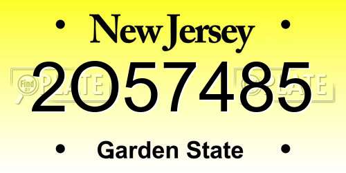 2O57485 New Jersey License Plate