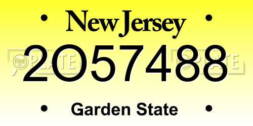 2O57488 New Jersey License Plate