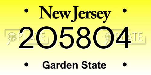 2O58O4 New Jersey License Plate