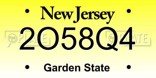 2O58Q4 New Jersey License Plate
