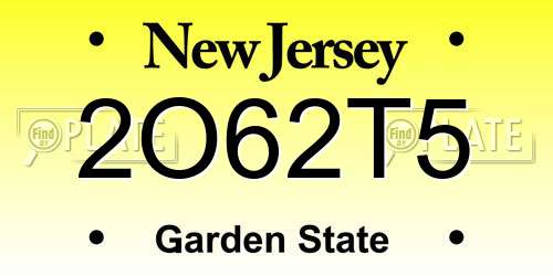 2O62T5 New Jersey License Plate