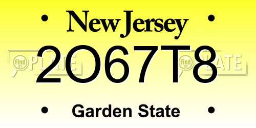2O67T8 New Jersey License Plate