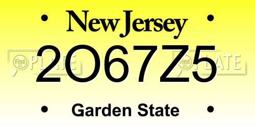 2O67Z5 New Jersey License Plate