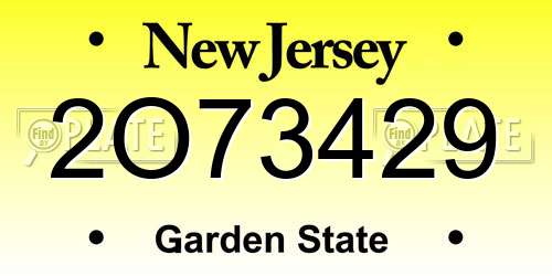 2O73429 New Jersey License Plate