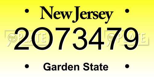 2O73479 New Jersey License Plate