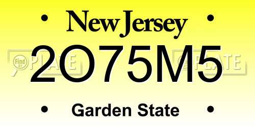 2O75M5 New Jersey License Plate