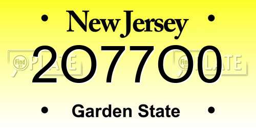 2O77O0 New Jersey License Plate