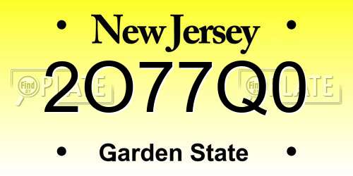 2O77Q0 New Jersey License Plate