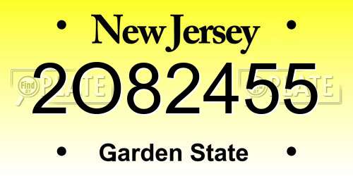 2O82455 New Jersey License Plate