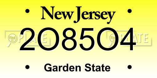 2O85O4 New Jersey License Plate