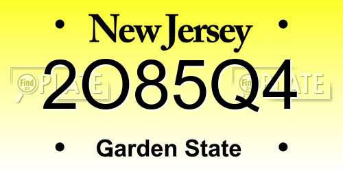 2O85Q4 New Jersey License Plate