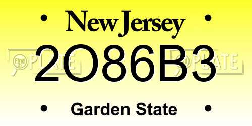 2O86B3 New Jersey License Plate