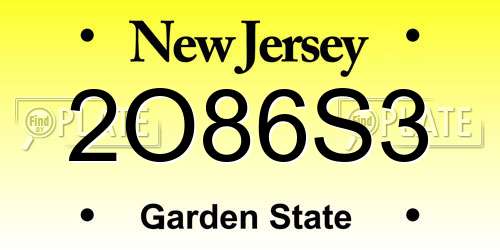 2O86S3 New Jersey License Plate