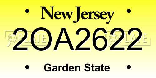 2OA2622 New Jersey License Plate