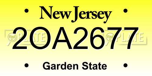 2OA2677 New Jersey License Plate