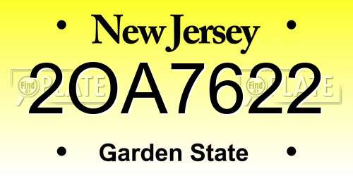 2OA7622 New Jersey License Plate