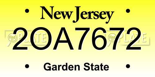 2OA7672 New Jersey License Plate