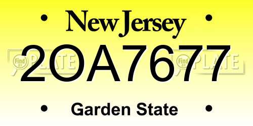 2OA7677 New Jersey License Plate