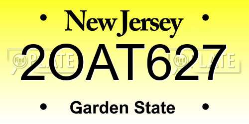 2OAT627 New Jersey License Plate