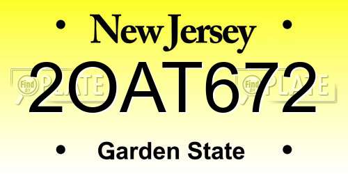 2OAT672 New Jersey License Plate