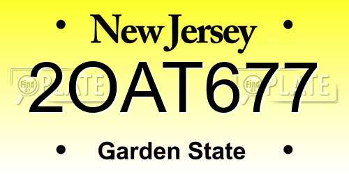 2OAT677 New Jersey License Plate