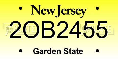2OB2455 New Jersey License Plate