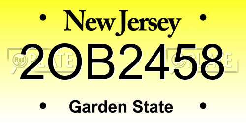 2OB2458 New Jersey License Plate