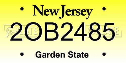 2OB2485 New Jersey License Plate